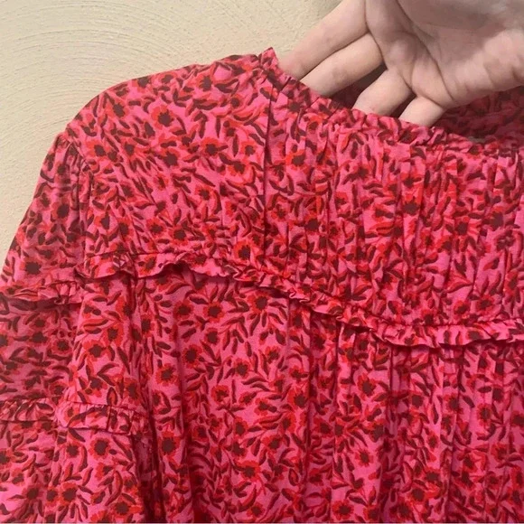 Boden Yoke Detail Jersey Mini Dress in Pink and Red Size 10 NWT New - Picture 6 of 16